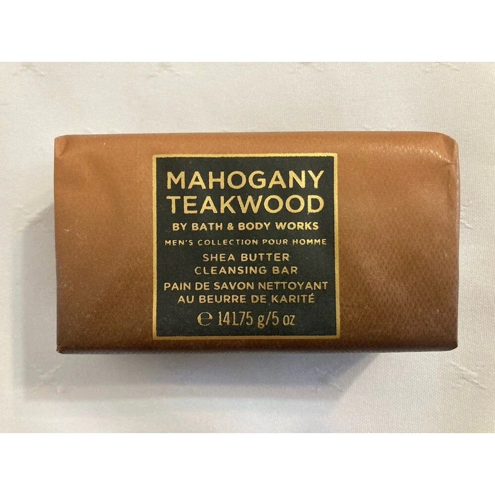 4 Bath Body Works MAHOGANY TEAKWOOD For Men Shea Butter Cleansing Bar Soap 5 oz
